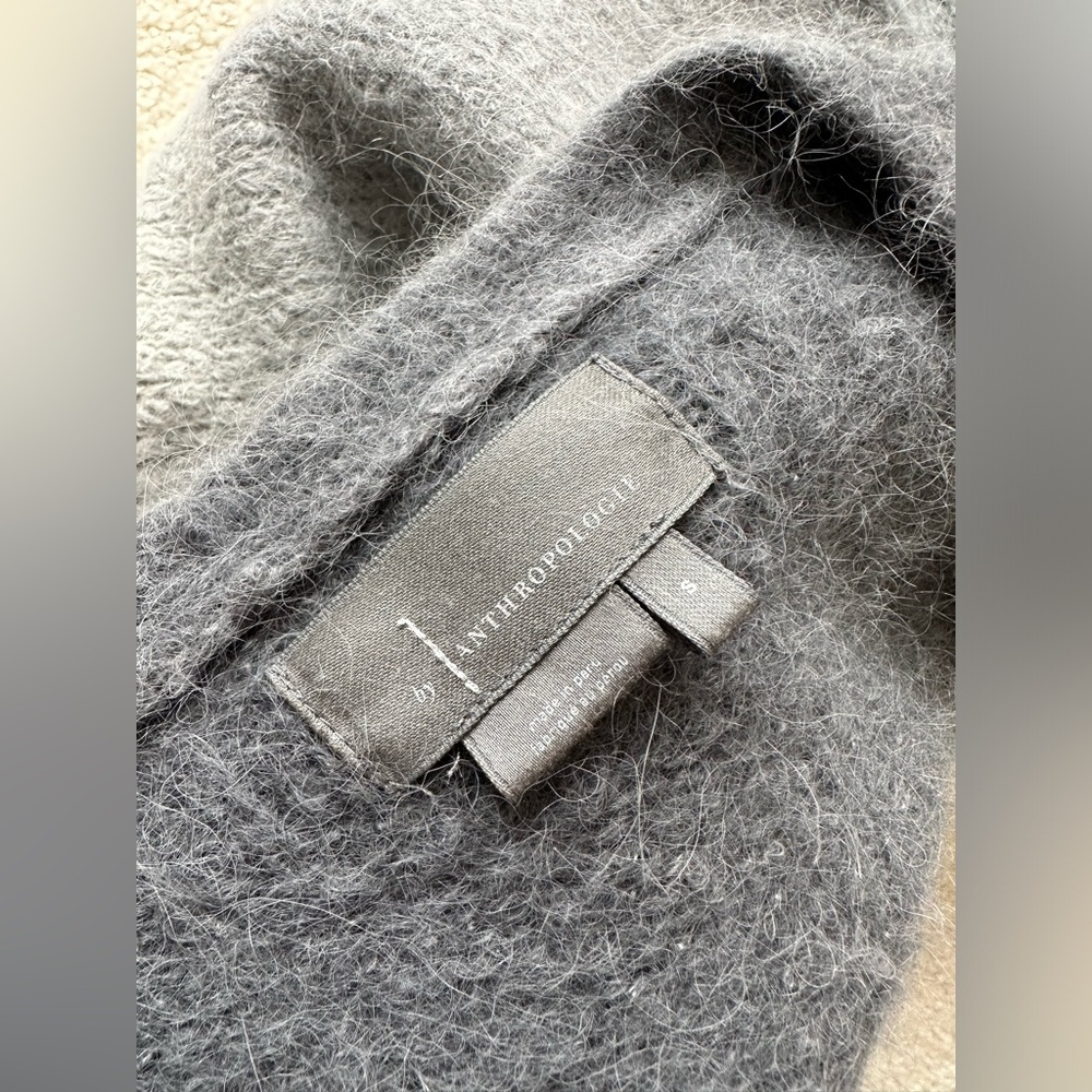 SOLD - Anthropologie JENEE Dip Dyed Ombre Grey Alpaca Wool Cardigan XS S - Picture 6 of 8